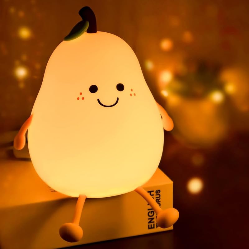 "Cute Pear Shape LED Night Lamp – Kids Room Decorative Bedside Light"🍐