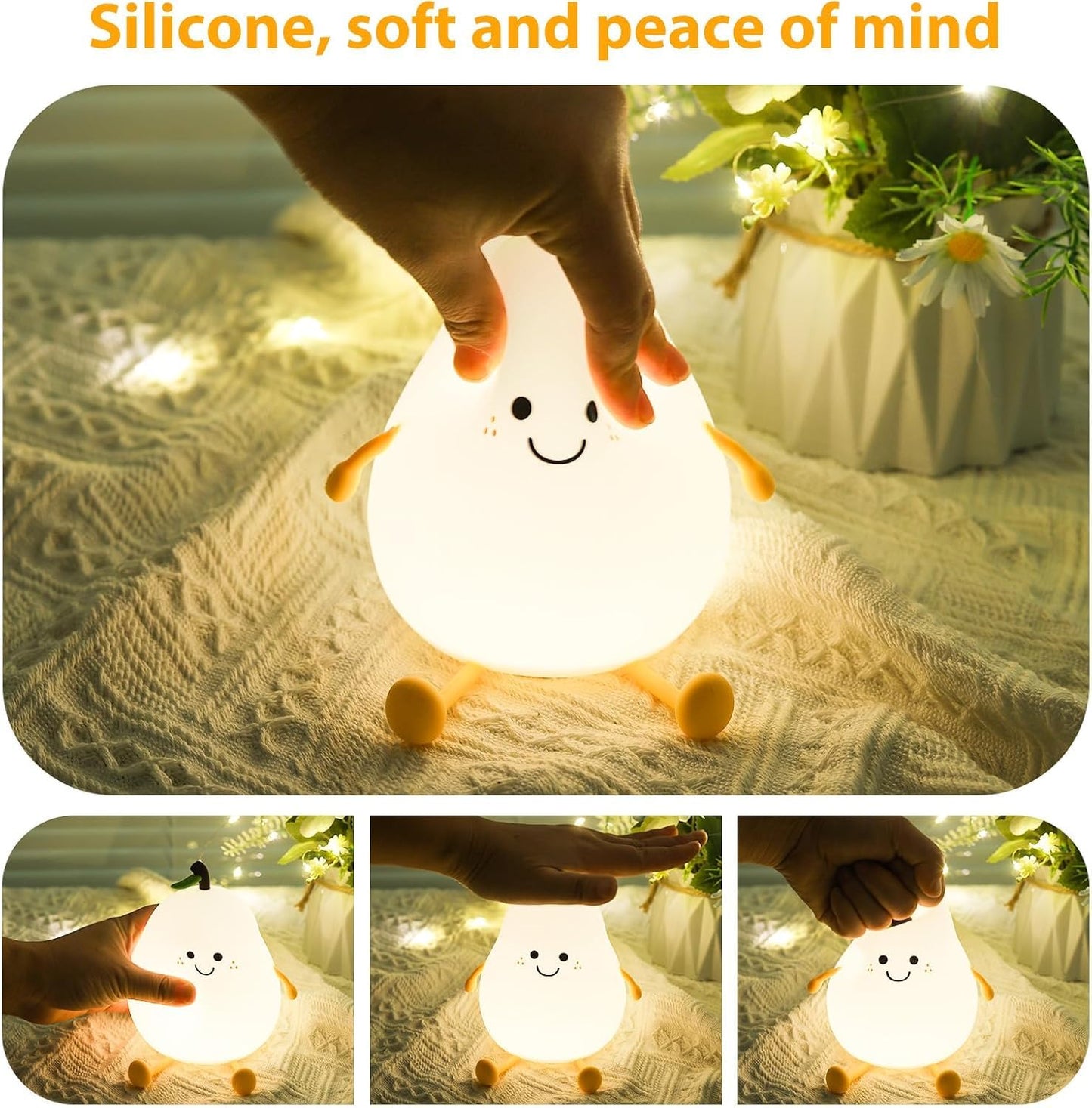 "Cute Pear Shape LED Night Lamp – Kids Room Decorative Bedside Light"🍐