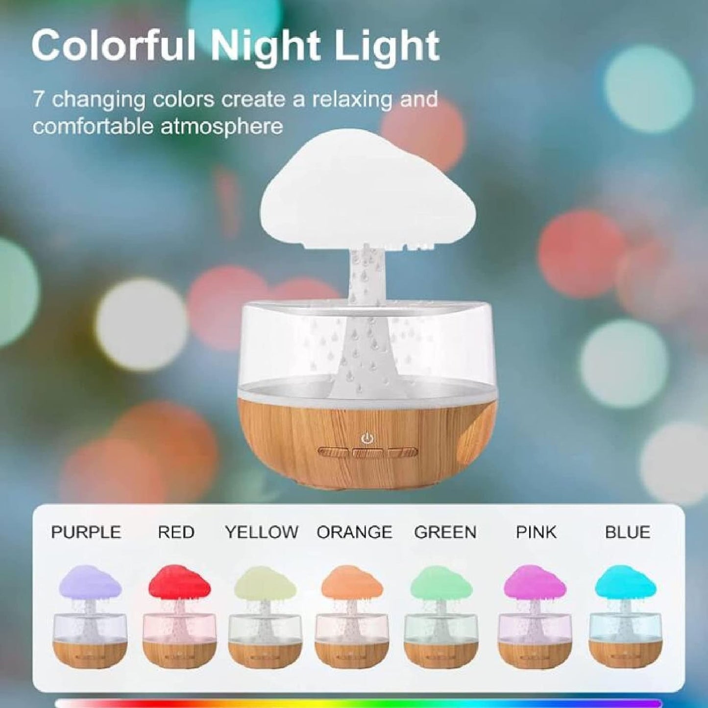 "Rain Cloud Humidifier with LED Night Light & Aromatherapy Diffuser" 🌧✨