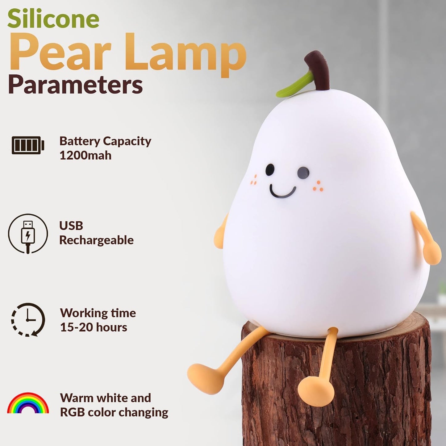 "Cute Pear Shape LED Night Lamp – Kids Room Decorative Bedside Light"🍐
