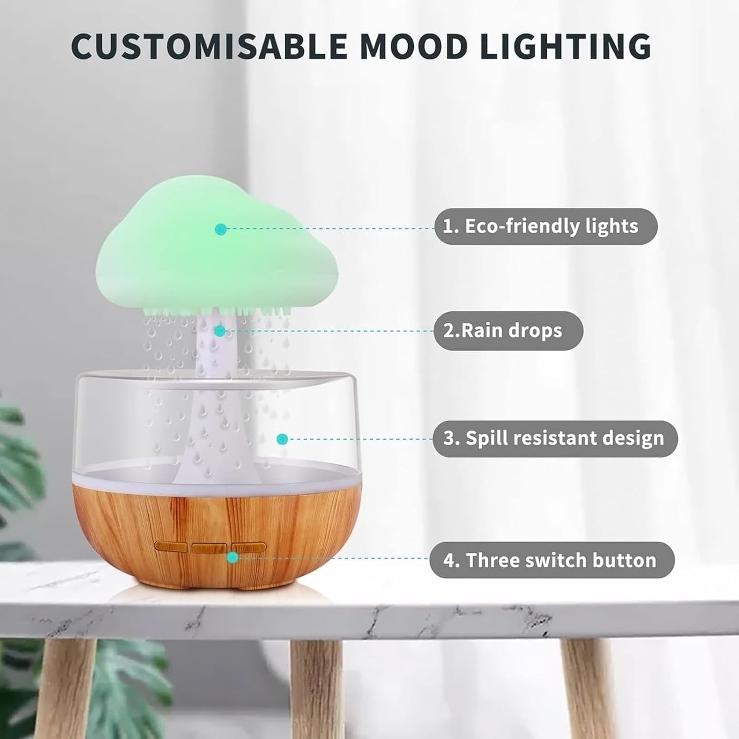 "Rain Cloud Humidifier with LED Night Light & Aromatherapy Diffuser" 🌧✨