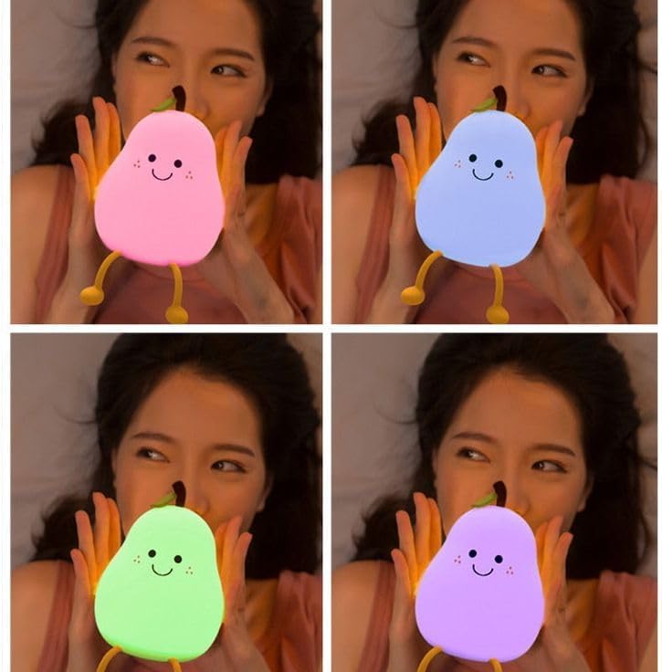 "Cute Pear Shape LED Night Lamp – Kids Room Decorative Bedside Light"🍐