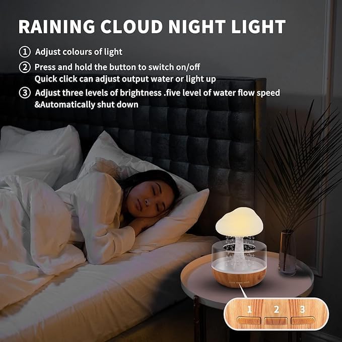 "Rain Cloud Humidifier with LED Night Light & Aromatherapy Diffuser" 🌧✨