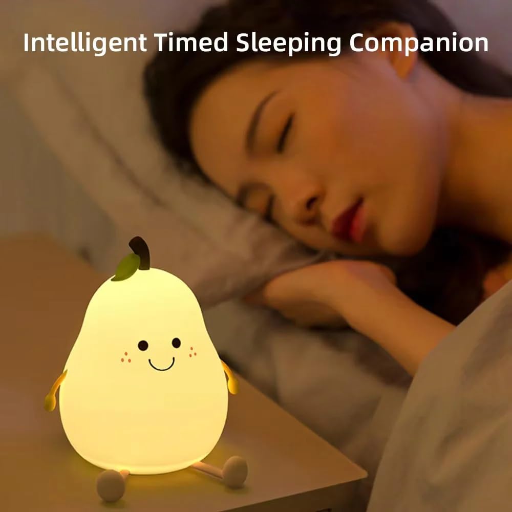 "Cute Pear Shape LED Night Lamp – Kids Room Decorative Bedside Light"🍐