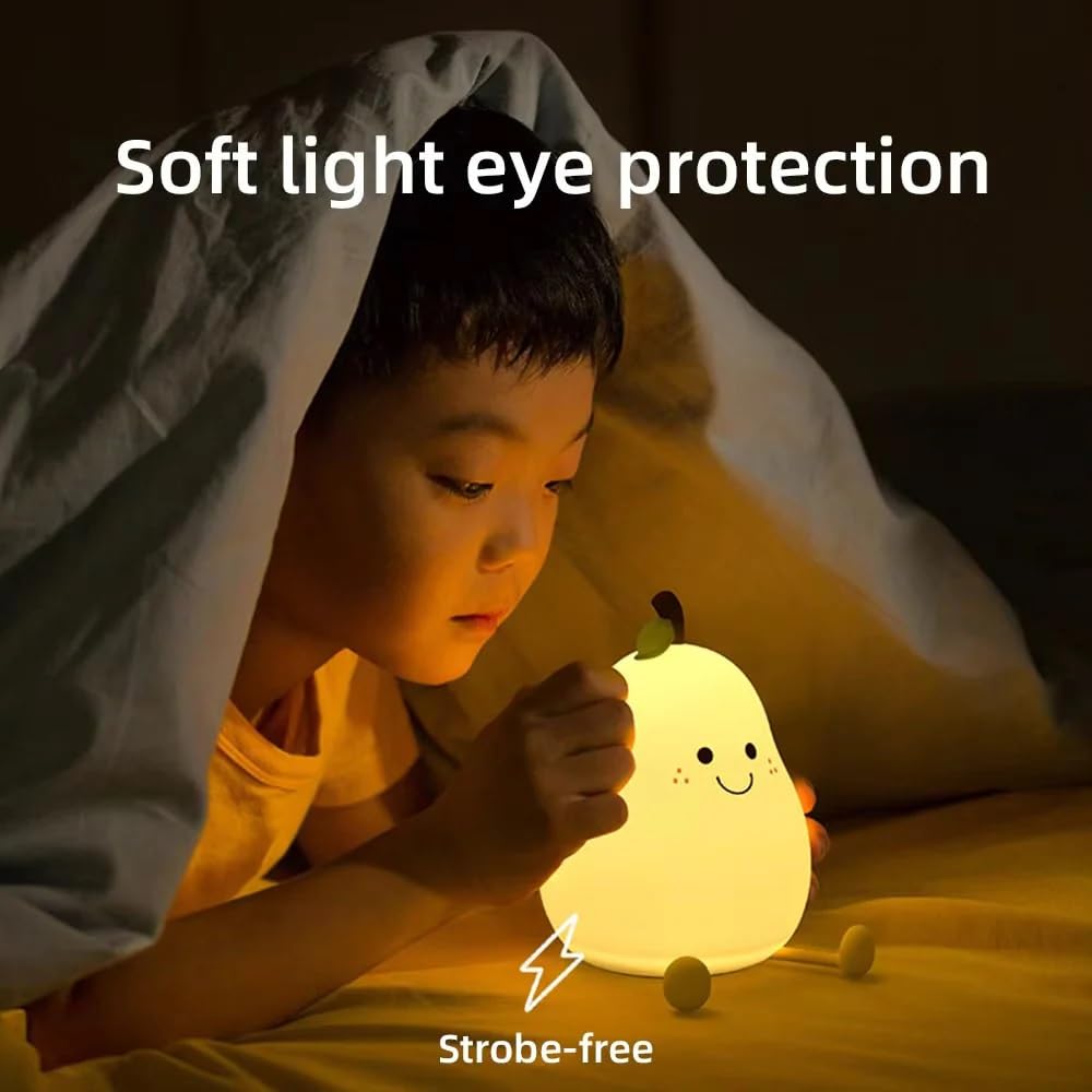 "Cute Pear Shape LED Night Lamp – Kids Room Decorative Bedside Light"🍐